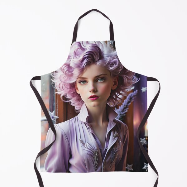 Item preview, Stunningly Beautiful Woman with Pink Purple Colorful Hair Looking Out Her Frosted Winter Window designed and sold by Butler in the Home.