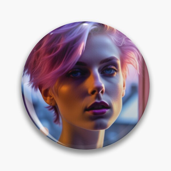 Item preview, Stunningly Beautiful Woman with Pink Colorful Hair Looking Out Her Frosted Winter Window designed and sold by Butler in the Home.