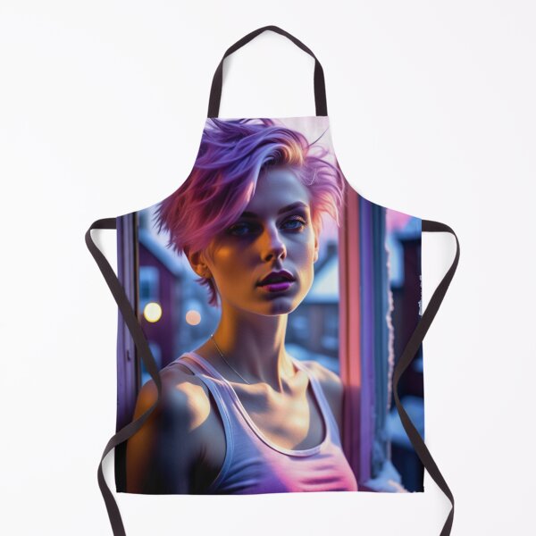 Item preview, Stunningly Beautiful Woman with Pink Colorful Hair Looking Out Her Frosted Winter Window designed and sold by Butler in the Home.