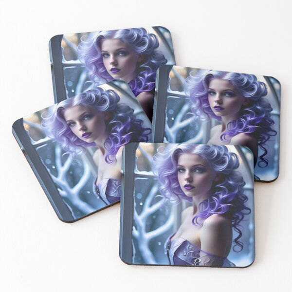 Item preview, Stunningly Beautiful Woman with Pink Colorful Hair Looking Out Her Frosted Winter Window designed and sold by Butler in the Home.