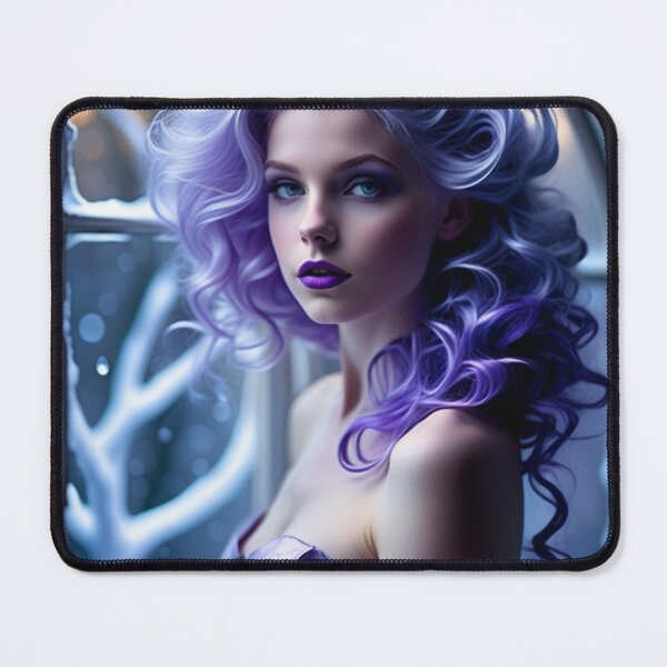 Item preview, Stunningly Beautiful Woman with Pink Colorful Hair Looking Out Her Frosted Winter Window designed and sold by Butler in the Home.