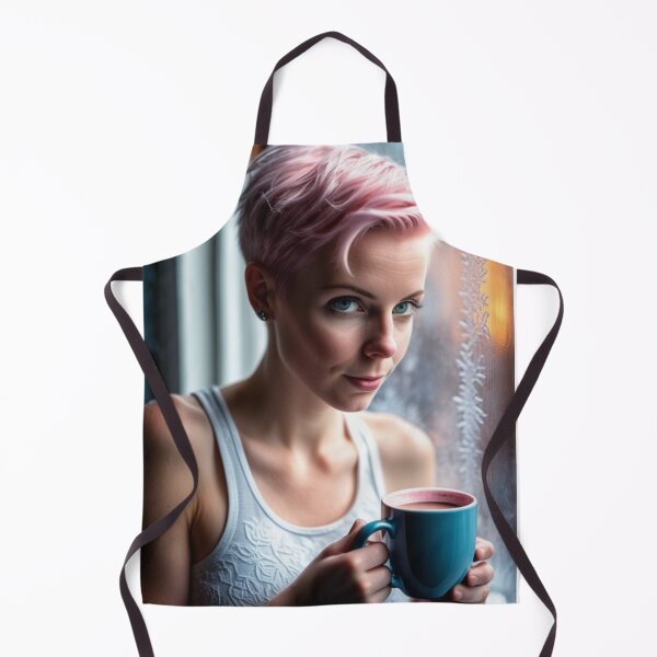 Item preview, Stunningly Beautiful Woman with Pink Colorful Hair Looking Out Her Frosted Winter Window designed and sold by Butler in the Home.