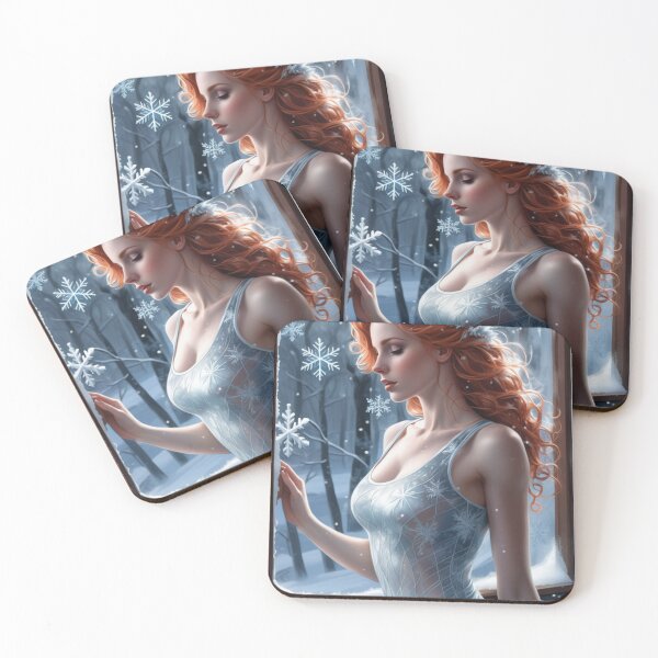 Item preview, Stunningly Beautiful Woman with Pink Colorful Hair Looking Out Her Frosted Winter Window designed and sold by Butler in the Home.