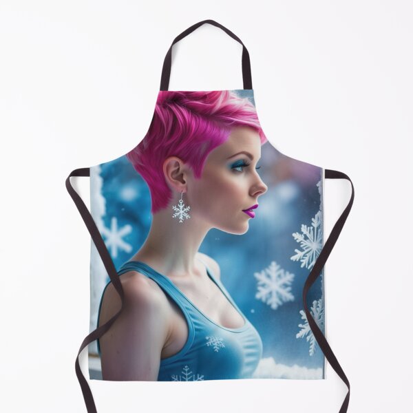 Item preview, Stunningly Beautiful Woman with Pink Colorful Hair Looking Out Her Frosted Winter Window designed and sold by Butler in the Home.