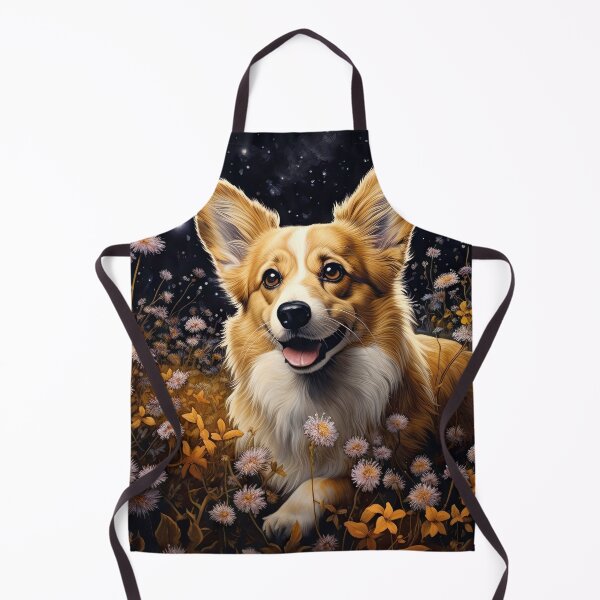 Item preview, cute Corgi dog on a flower meadow in the moonlight designed and sold by WallyPink.