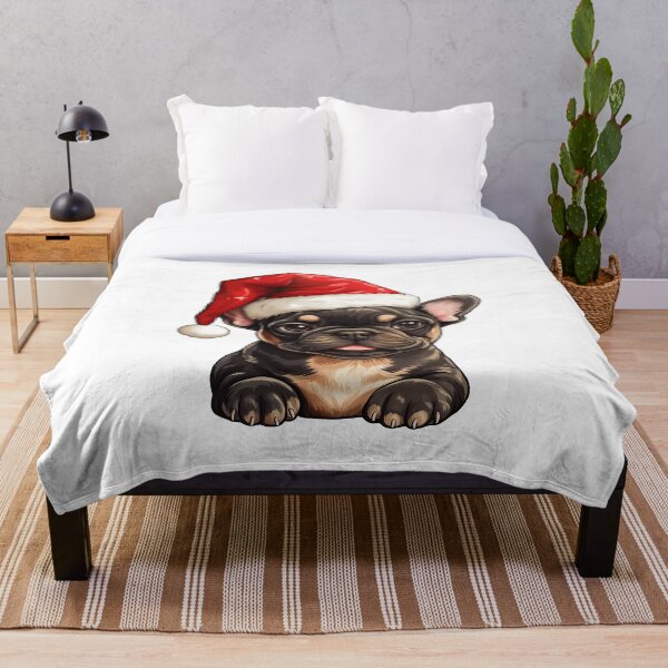 Item preview, French bulldog with santa hat - Frenchie with Christmas hat designed and sold by Daydreamsatdawn.