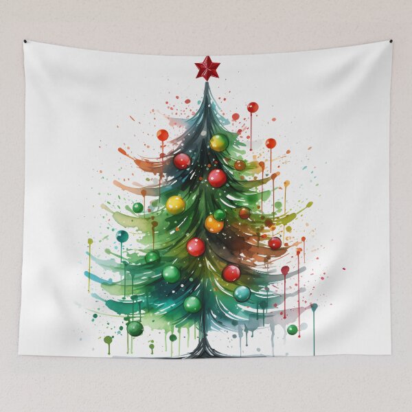 Item preview, Paint splatter Christmas tree design print designed and sold by dcrc.