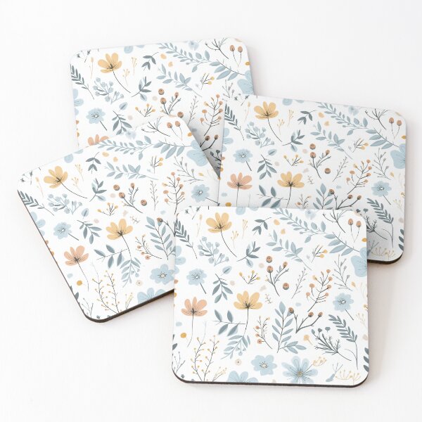 Item preview, A pattern with leaves and flowers on a light blue background - 1950's House Wallpaper - Classic designed and sold by Paul-05.