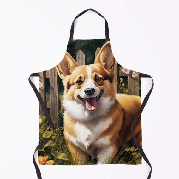 Item preview, cute Welsh Corgi dog in beautiful summer garden designed and sold by WallyPink.