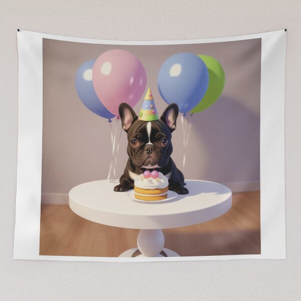 Item preview, Beautiful portrait french puppy bulldog birthday celebration designed and sold by Tio-Tecun.