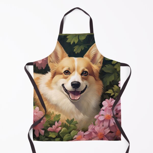 Item preview, cute Welsh Corgi dog in the flower garden designed and sold by WallyPink.