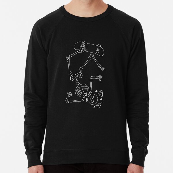 Skeleton riding skateboard sweatshirt deals