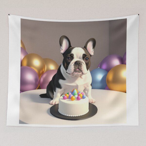 Item preview, Beautiful portrait french puppy bulldog birthday celebration designed and sold by Tio-Tecun.