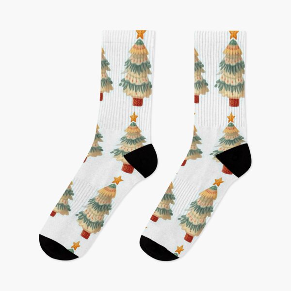 Item preview, White and Green Christmas Tree Doodle - Christmas Tree with Ugly Sweater Pattern Watercolor Painting designed and sold by Star-Fragment.