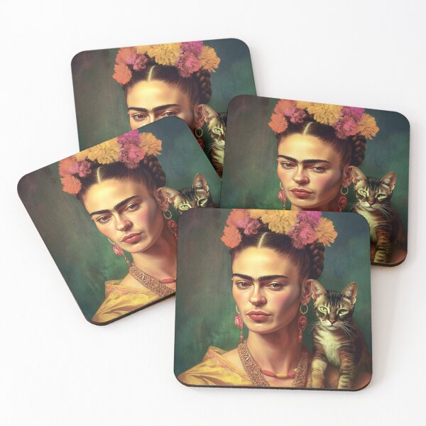 Item preview, Painting Portrait Frida Kahlo Cats Love designed and sold by Carinaprint.