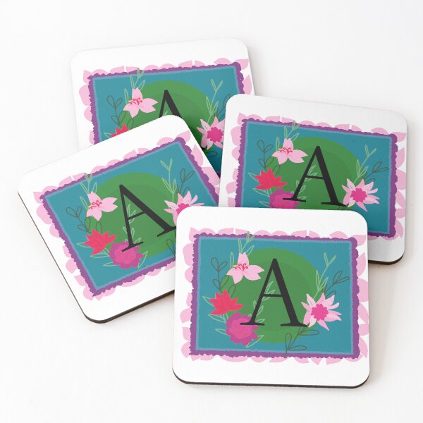 Item preview, Floral Monogram, Initial, Uppercase Letter A, black lettering  designed and sold by bunniyababa.