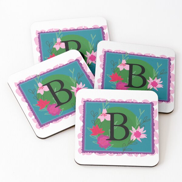 Item preview, Floral Monogram, Initial, Uppercase Letter B, black lettering  designed and sold by bunniyababa.