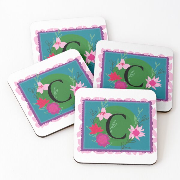 Item preview, Floral Monogram, Initial, Uppercase Letter C, black lettering  designed and sold by bunniyababa.
