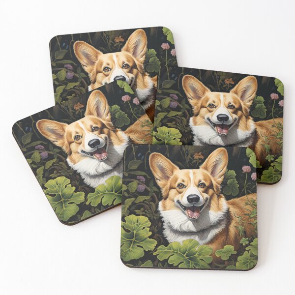 Item preview, happy Welsh Corgi dog in the garden designed and sold by WallyPink.