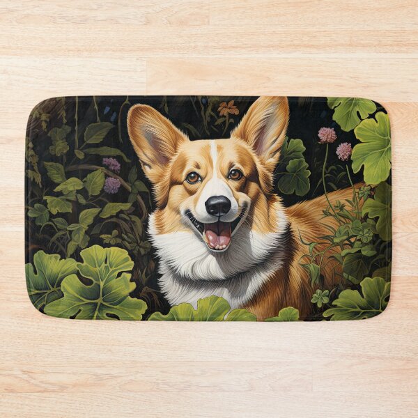 Item preview, happy Welsh Corgi dog in the garden designed and sold by WallyPink.
