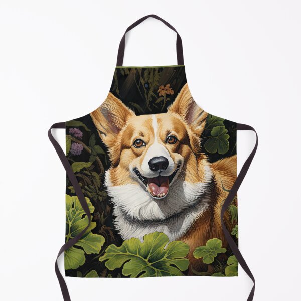 Item preview, happy Welsh Corgi dog in the garden designed and sold by WallyPink.