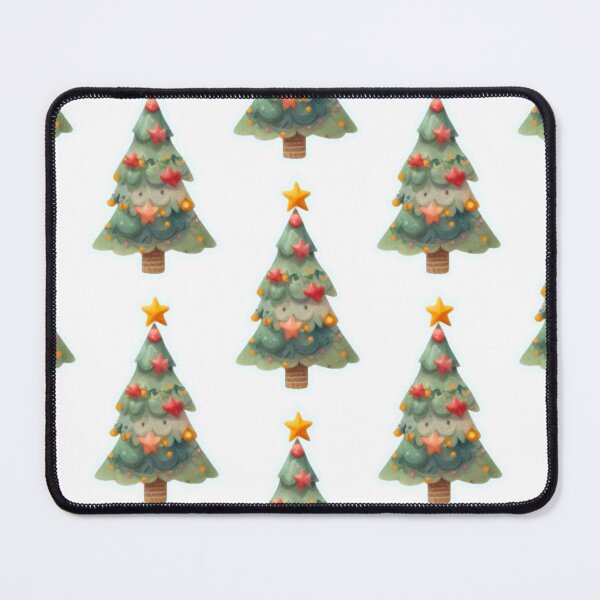 Item preview, Forest Green Christmas Tree Doodle - Christmas Tree with Ornaments and Stars Pattern Watercolor Painting designed and sold by Star-Fragment.