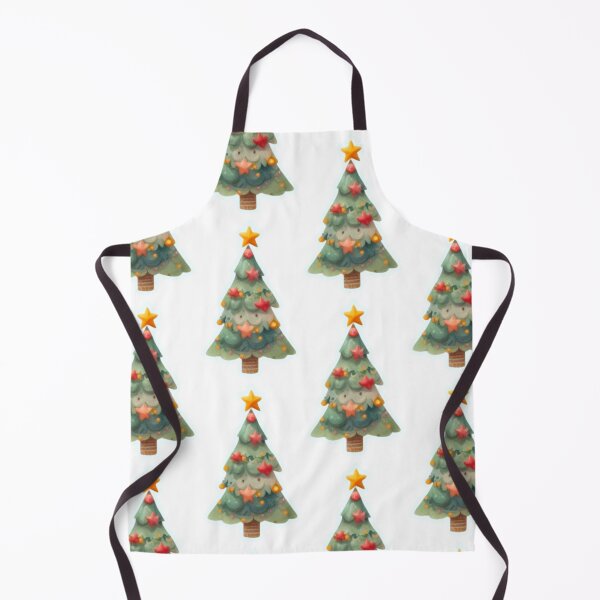 Item preview, Forest Green Christmas Tree Doodle - Christmas Tree with Ornaments and Stars Pattern Watercolor Painting designed and sold by Star-Fragment.