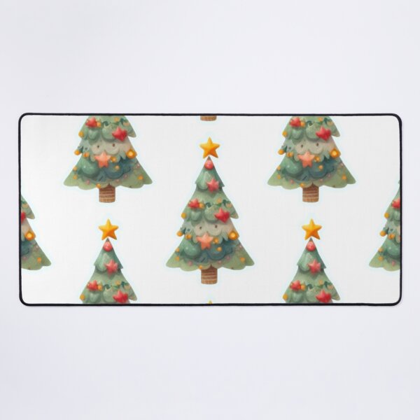 Item preview, Forest Green Christmas Tree Doodle - Christmas Tree with Ornaments and Stars Pattern Watercolor Painting designed and sold by Star-Fragment.