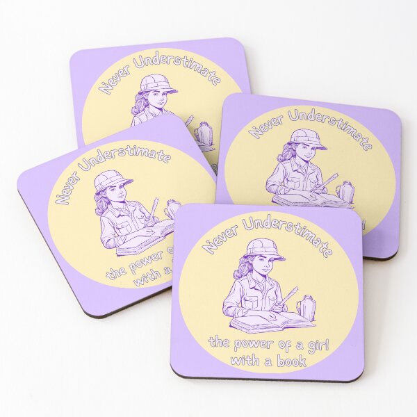 Item preview,  Powerful girl reader with message to empower girls "Never underestimate the power of a girl with a book" designed and sold by Carola-art.