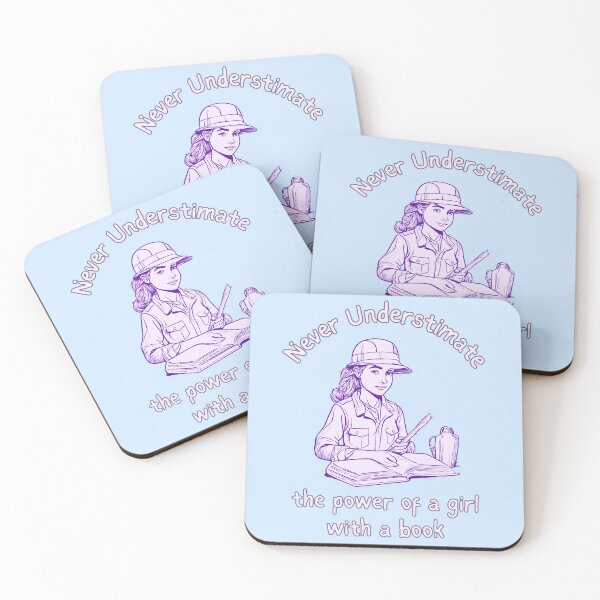 Item preview, Powerful girl reader with message to empower girls "Never underestimate the power of a girl with a book" designed and sold by Carola-art.