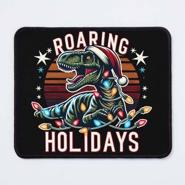 Item preview, Roaring Holidays Christmas Dino Santa T-Rex Festive Lights designed and sold by Quirky Shirts.