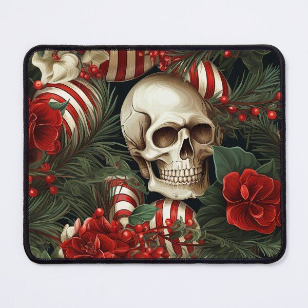 Item preview, Candy Cane Twisted Skull Holiday Pattern designed and sold by Driftwood Spirits.