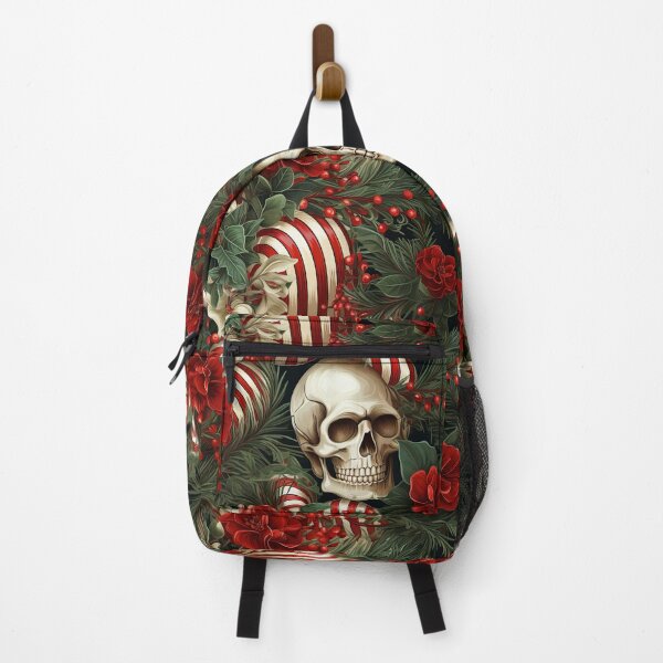 Item preview, Candy Cane Twisted Skull Holiday Pattern designed and sold by Driftwood Spirits.