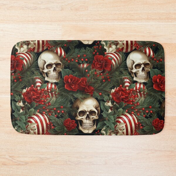 Item preview, Candy Cane Twisted Skull Holiday Pattern designed and sold by Driftwood Spirits.