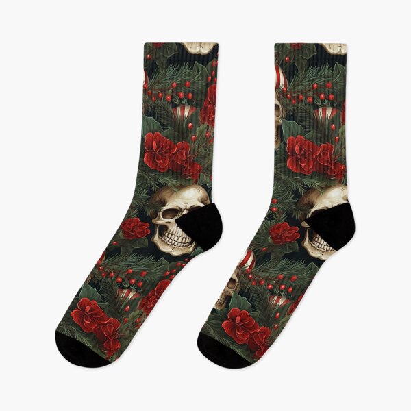 Item preview, Candy Cane Twisted Skull Holiday Pattern designed and sold by Driftwood Spirits.