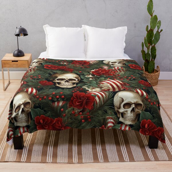 Item preview, Candy Cane Twisted Skull Holiday Pattern designed and sold by Driftwood Spirits.