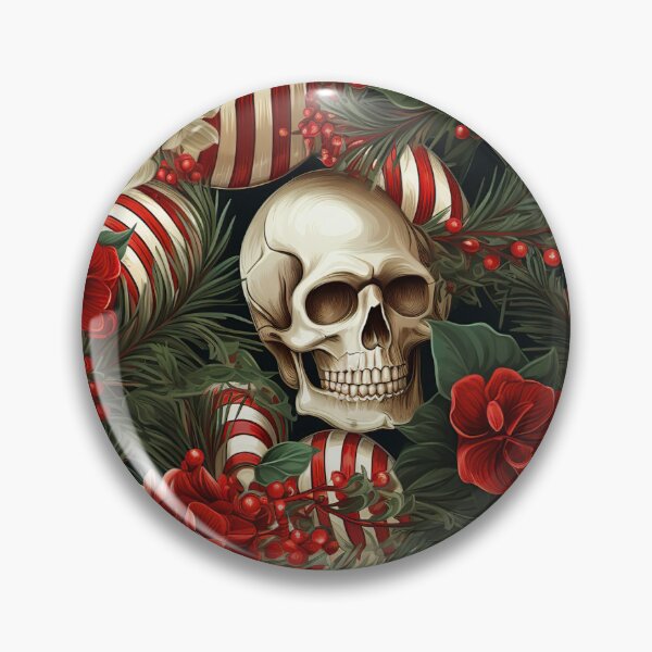 Item preview, Candy Cane Twisted Skull Holiday Pattern designed and sold by Driftwood Spirits.