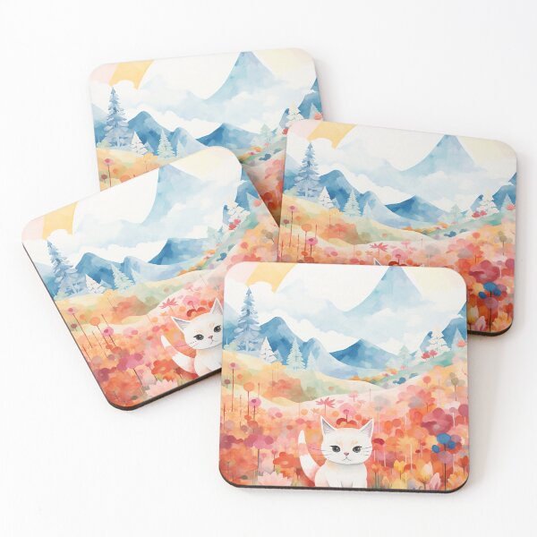 Item preview, Nature's Harmony: Colorful Meadows and White Cat designed and sold by LittleLuvies.