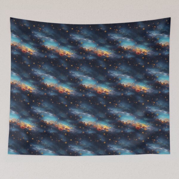 Item preview, Van Gogh Inspired Nebula Clouds | Starry Night | Blue Gold Yellow designed and sold by ImageNugget.