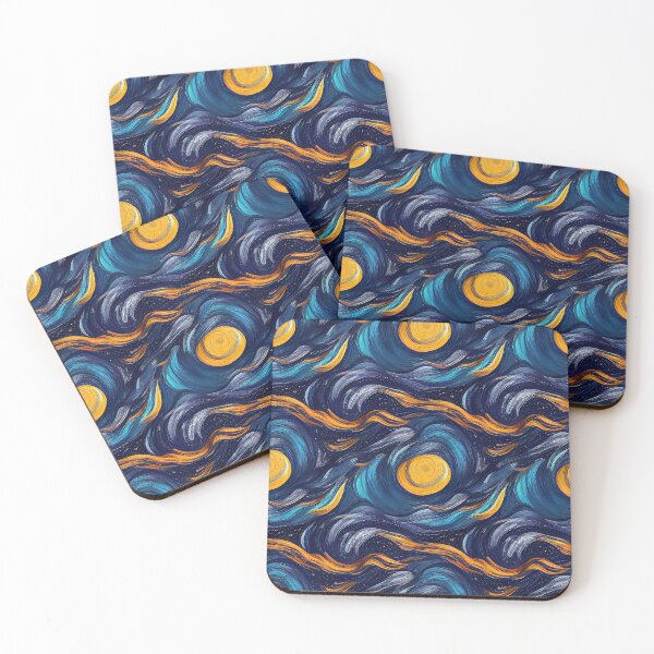 Item preview, Van Gogh Inspired Abstract Swirlss | Starry Night | Blue Gold Yellow designed and sold by ImageNugget.