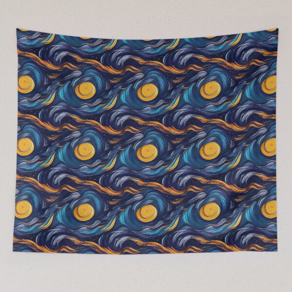 Item preview, Van Gogh Inspired Abstract Swirlss | Starry Night | Blue Gold Yellow designed and sold by ImageNugget.
