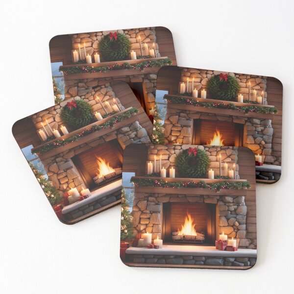 Item preview, Cozy Christmas Winter Fireplace designed and sold by DreamlifeBackgrounds.
