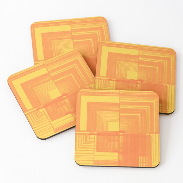 Item preview, Hand-drawn grid of orange squares on yellowish background designed and sold by CushyNest.