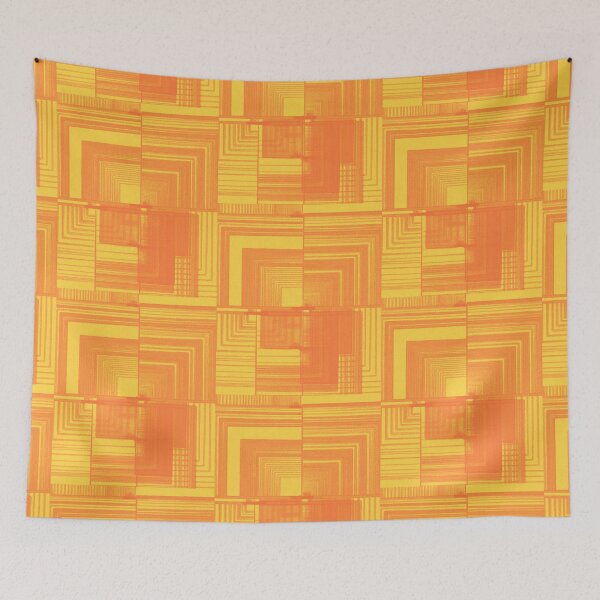 Item preview, Hand-drawn grid of orange squares on yellowish background designed and sold by CushyNest.