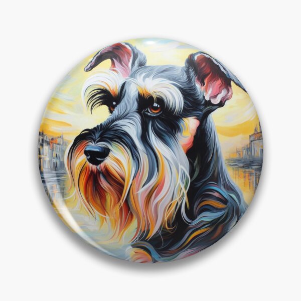 Item preview, Schnauzer On the River Below A Glowing Sky designed and sold by barksandsqueaks.