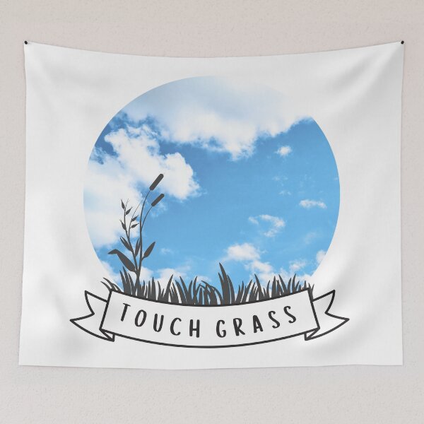 Item preview, touch grass banner with sky designed and sold by Madie Grace.