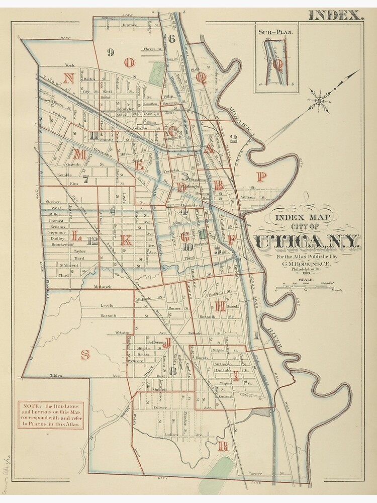 "Vintage Map of Utica New York (1883)" Poster by BravuraMedia Redbubble