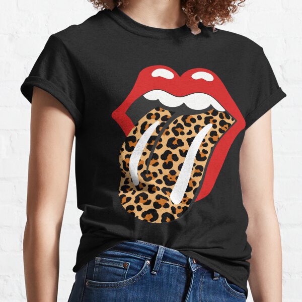 Langue à imprimé léopard des Rolling Stones T-shirt classique