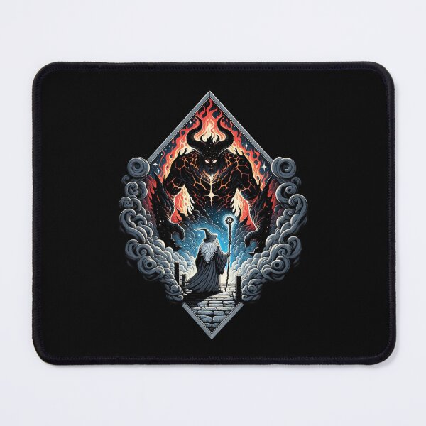 Item preview, Fiery Face-off: Wizard versus Demonic Creature - Fantasy designed and sold by Fenay Designs.