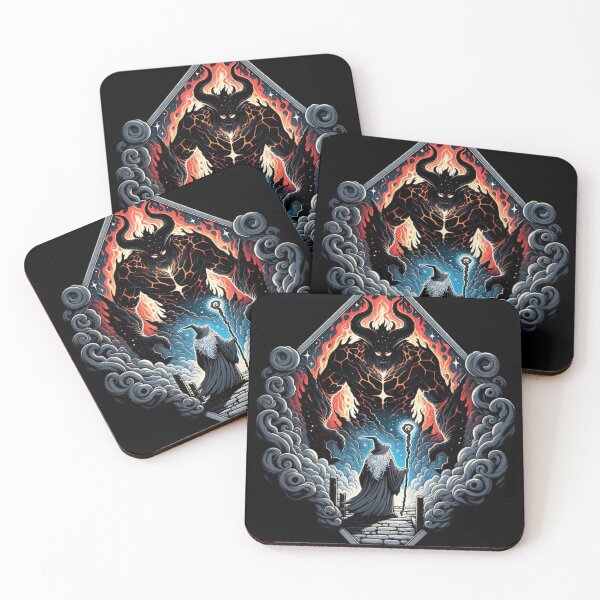 Item preview, Fiery Face-off: Wizard versus Demonic Creature - Fantasy designed and sold by Fenay Designs.
